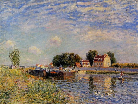 Alfred Sisley Saint Mammes, Ducks on Canal, 1885 Oil Painting Landscape Hand Painted Art on Canvas Wall Decor Unframed